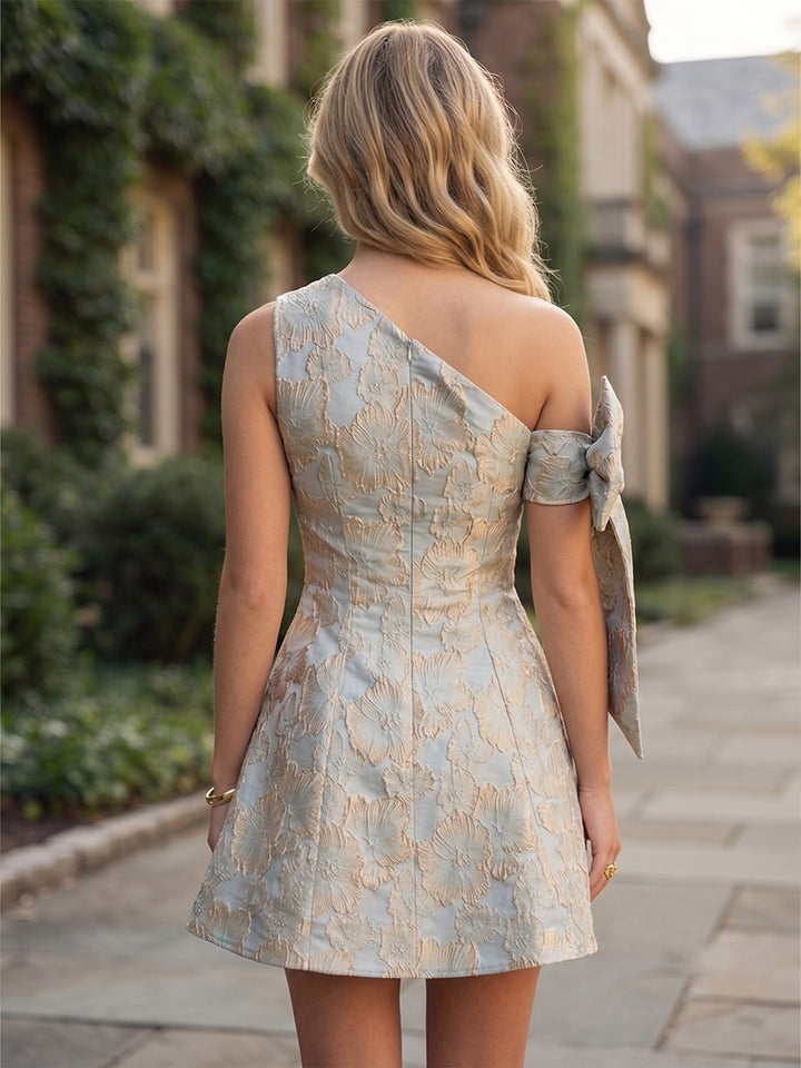 Jacquard A Line One Shoulder Jacquard Homecoming Dresses