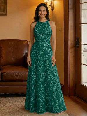 Tulle Scoop Neck Lace Appliques Mother of the Bride Dresses