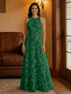 Tulle Scoop Neck Lace Appliques Mother of the Bride Dresses