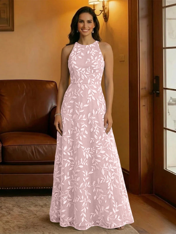 Tulle Scoop Neck Lace Appliques Mother of the Bride Dresses