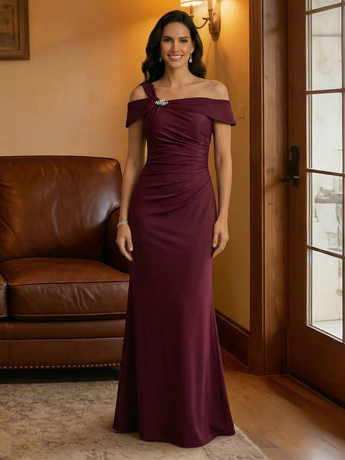 Chiffon Off the Shoulder Corset Mother of the Bride Dresses