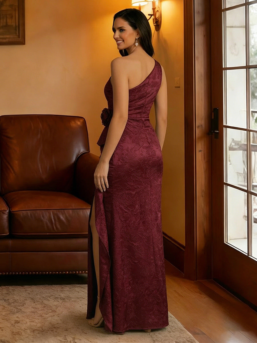 Jacquard One Shoulder Mother of the Bride Dresses