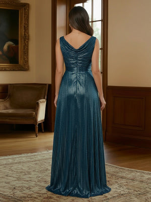 Tulle Cowl Neck Mother of the Bride Dresses with Slit