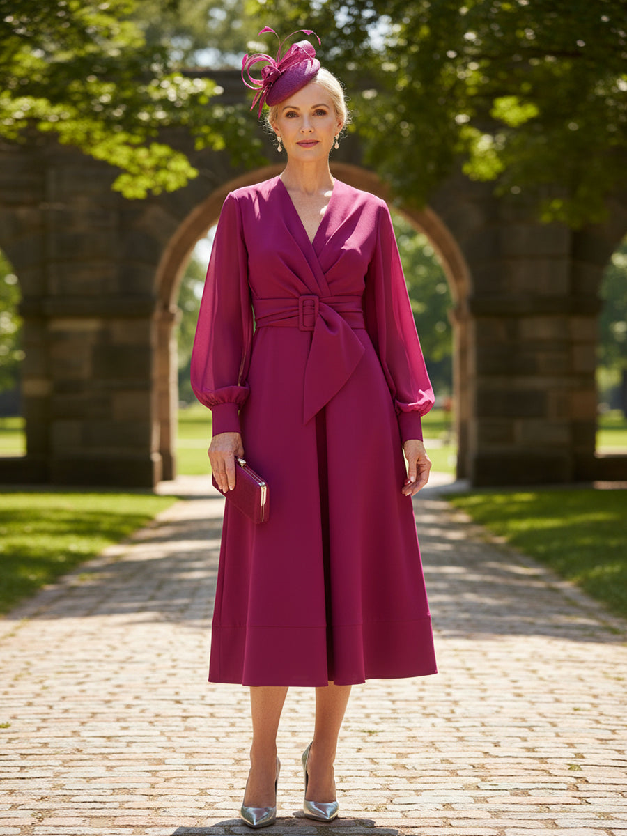 Mother of the Bride & Groom Dress A Line Corset V Neck Chiffon