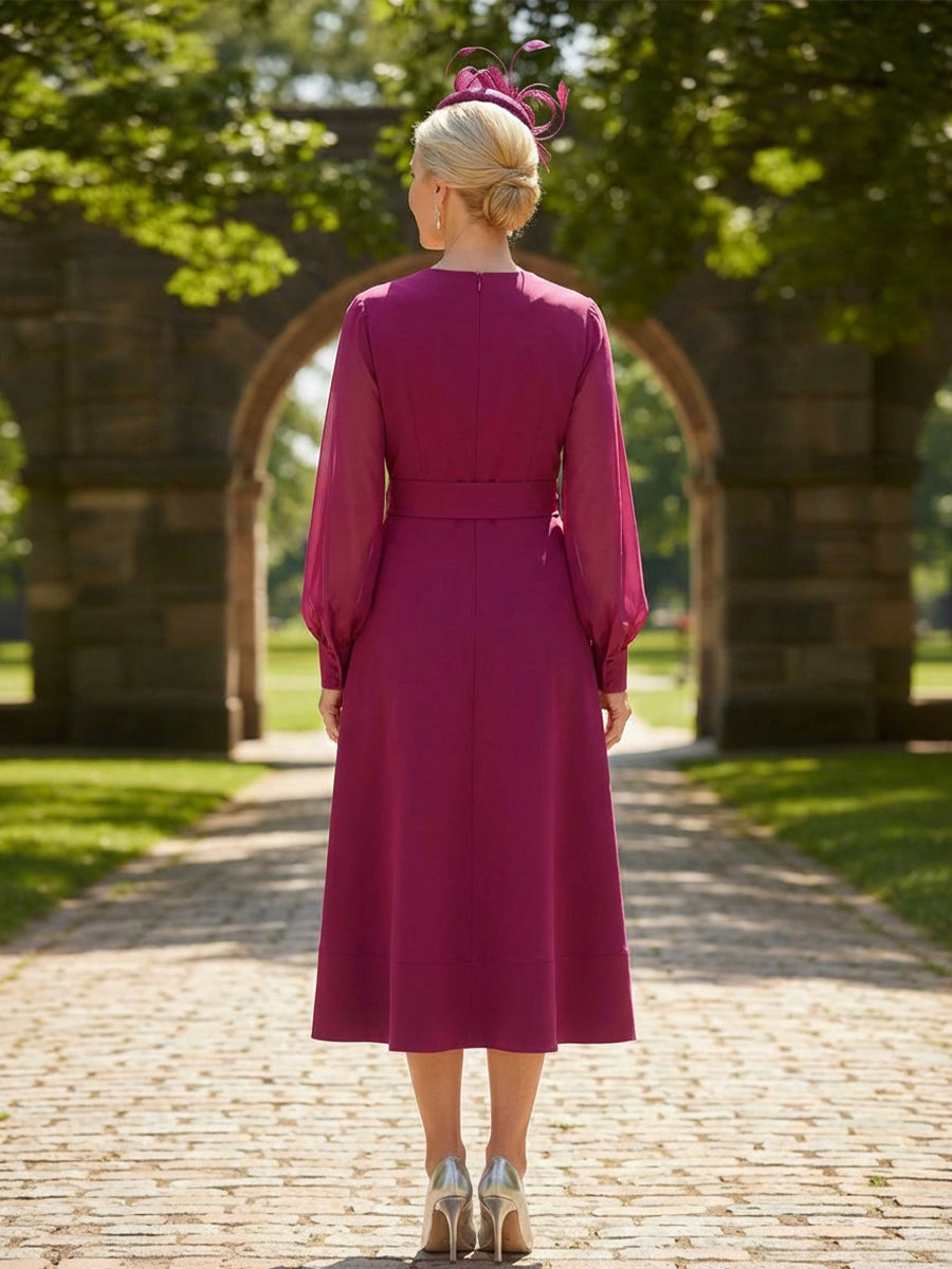 Mother of the Bride & Groom Dress A Line Corset V Neck Chiffon