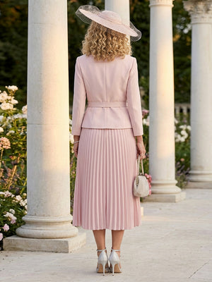 Mother of the Bride & Groom Dress A Line Pleats Corset V Neck Satin