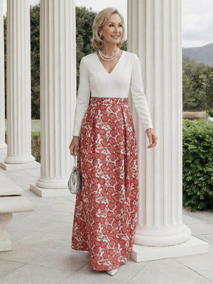 Mother of the Bride & Groom Dress Wedding Guest Gown A Line Corset Pleats V Neck Satin