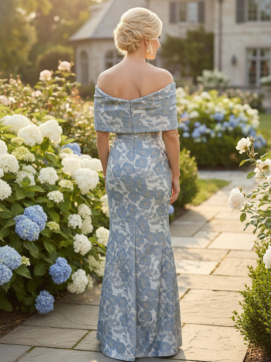 Mother of the Bride & Groom Dress Mermaid Corset Off the Shoulder Floral