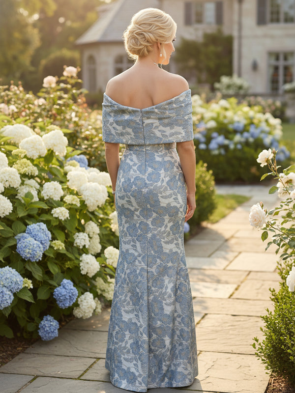 Mother of the Bride & Groom Dress Mermaid Corset Off the Shoulder Floral