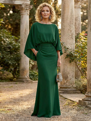 Mother of the Bride & Groom Dress Formal Gown Mermaid Corset Satin with Pockets