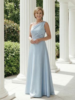Mother of the Bride & Groom Dress Formal Gown A Line One Shoulder Corset Satin