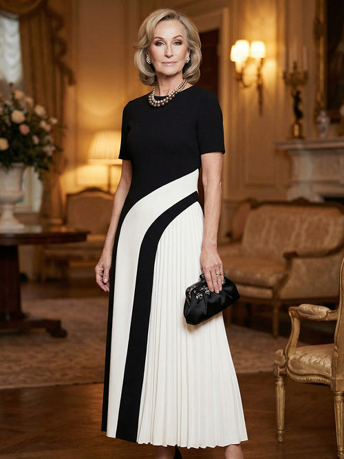 Mother of the Bride & Groom Dress Formal Gown A Line Pleated Corset Satin