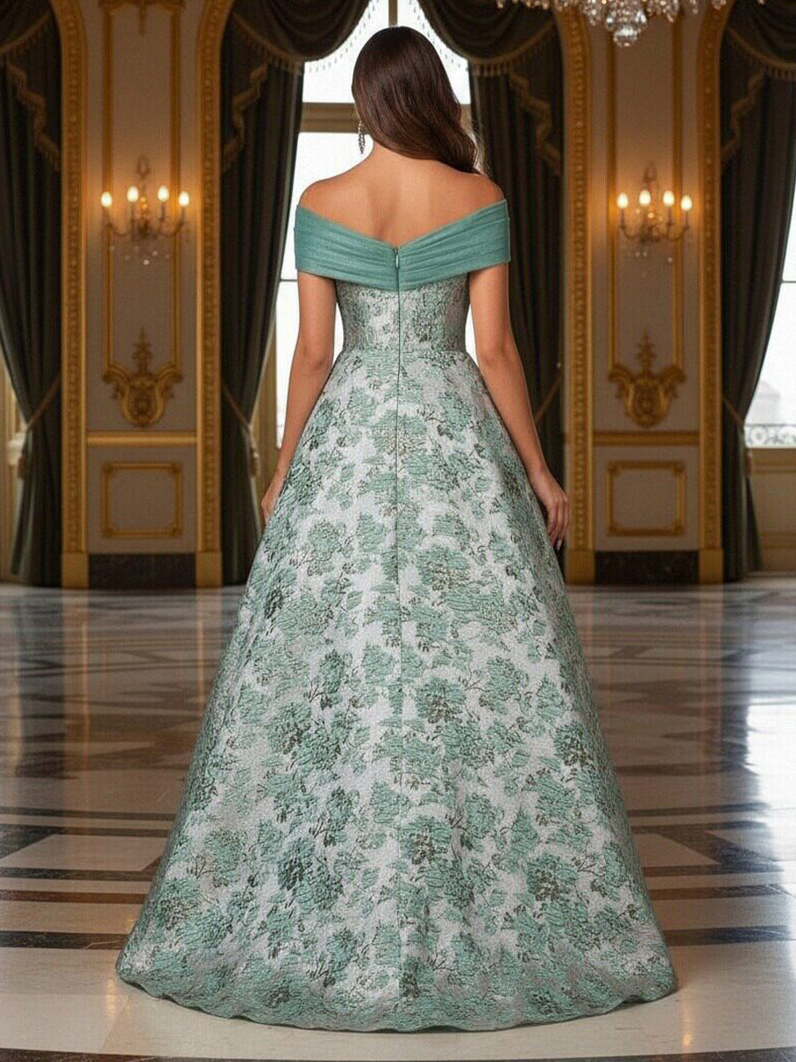 Mother of the Bride & Groom Dress Corset A Line Off the Shoulder Floral