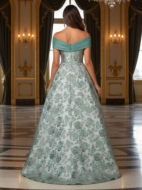 Mother of the Bride & Groom Dress Corset A Line Off the Shoulder Floral