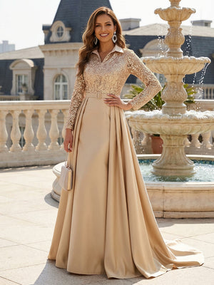 Mother of the Bride & Groom Dress Formal Gown Corset A Line Pleats V Neck Satin