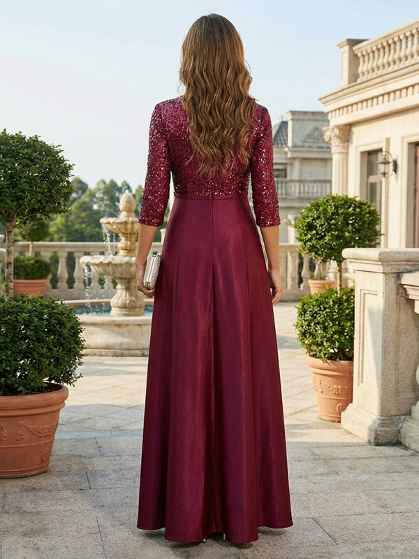 Mother of the Bride & Groom Dress V Neck A Line Corset Pleats Bow Satin