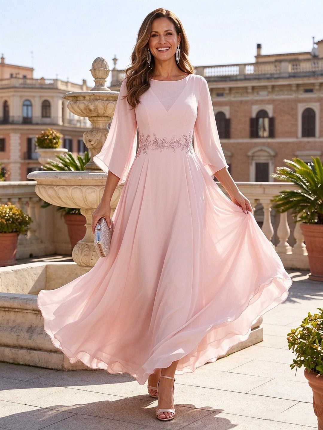 A Line Mother of the Bride & Groom Dresses with Lace Appliques
