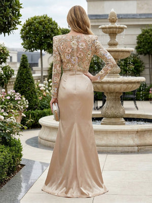 Satin Mermaid Mother of the Bride Dresses Flower Embroidery