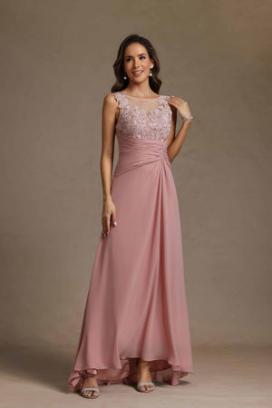 Chiffon Scoop Neck Lace Appliques Mother of the Bride Dresses with Cape