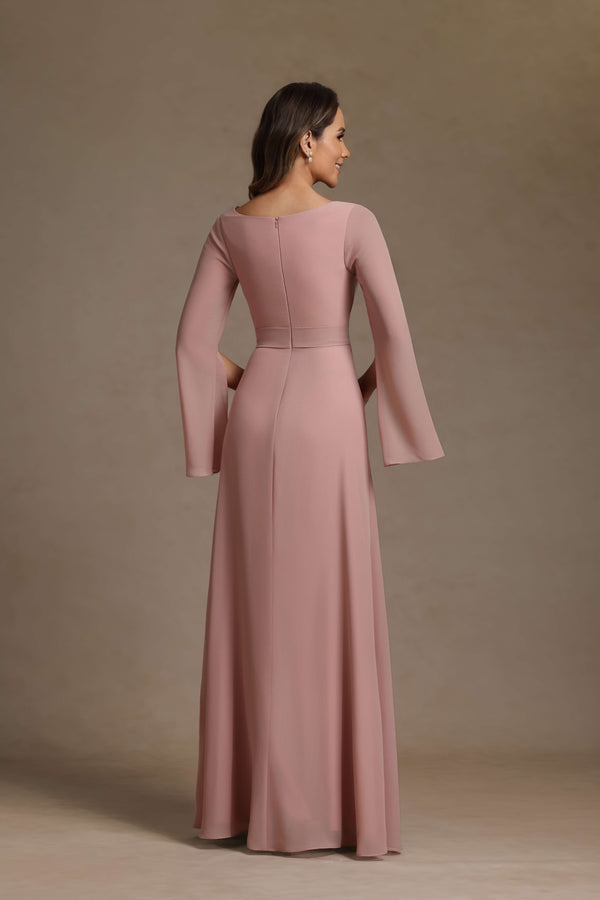 Chiffon Pleated V Neck Ruffles Mother of the Bride Dresses