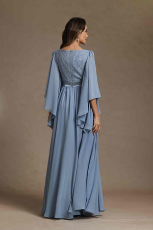 Chiffon Pleated Lace Appliques V Neck Ruffles Mother of the Bride Dresses