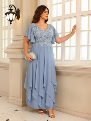 Chiffon A Line V Neck Floor Length Mother of the Bride Dresses