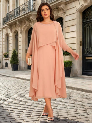 Chiffon A Line Scoop Neck Tea Length Mother of the Bride Dresses
