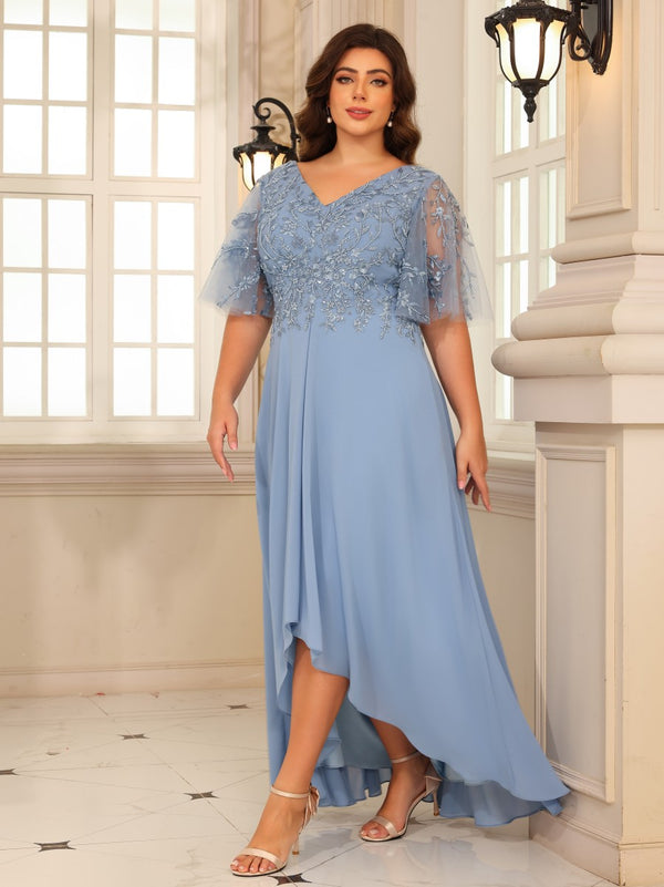 Chiffon High Low V Neck Mother of the Bride Dresses