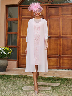 2 Pieces Chiffon Lace Appliques Mother of the Bride Dresses