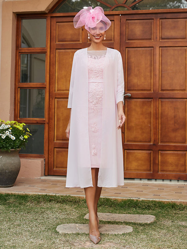 2 Pieces Chiffon Lace Appliques Mother of the Bride Dresses