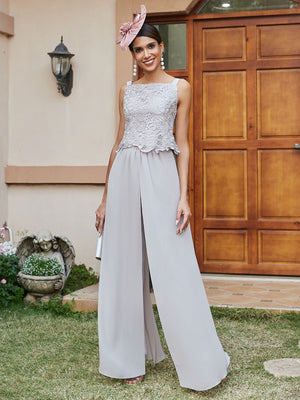 Lace Appliques Chiffon Mother of the Bride & Groom Pantsuit