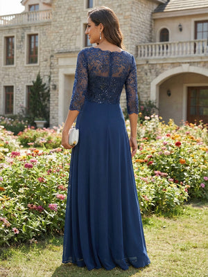 Scoop Neck Lace Appliques Chiffon Mother of the Bride Dresses