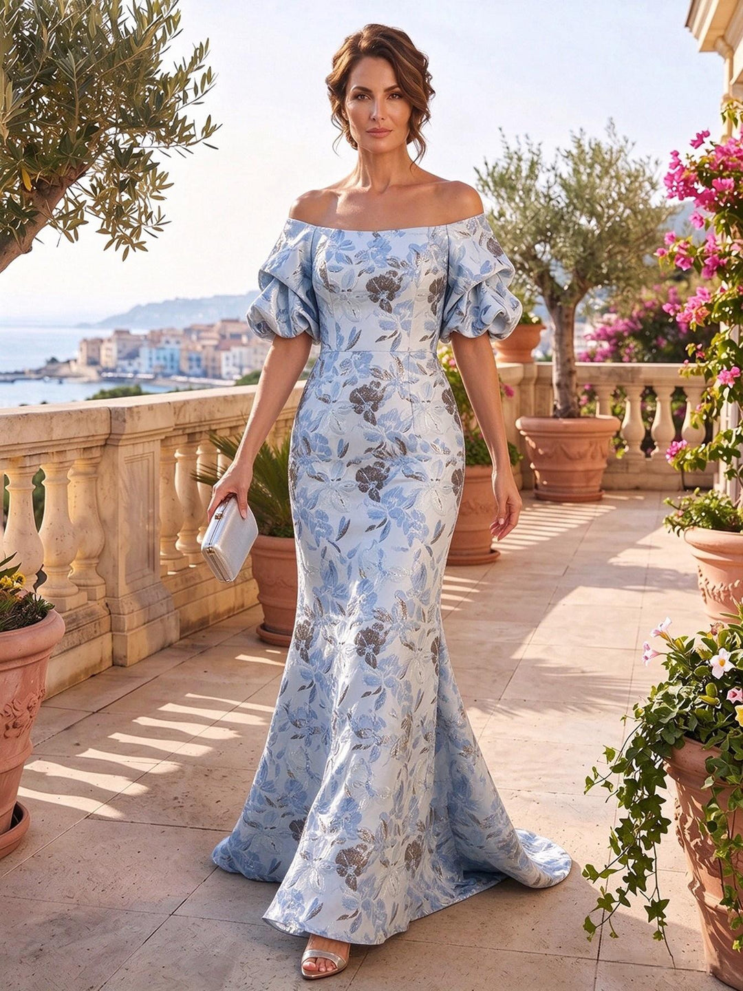 Jacquard Mermaid Off the Shoulder Ruched elegant Mother of the Bride Dresses
