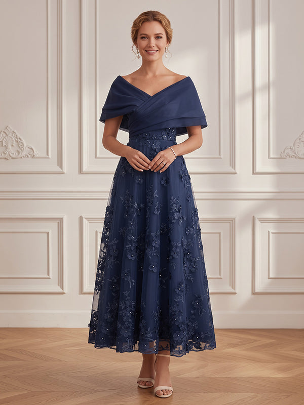 Sequin A Line Off the Shoulder Cross Ruched Bodice  Mother of the Bride Dresses