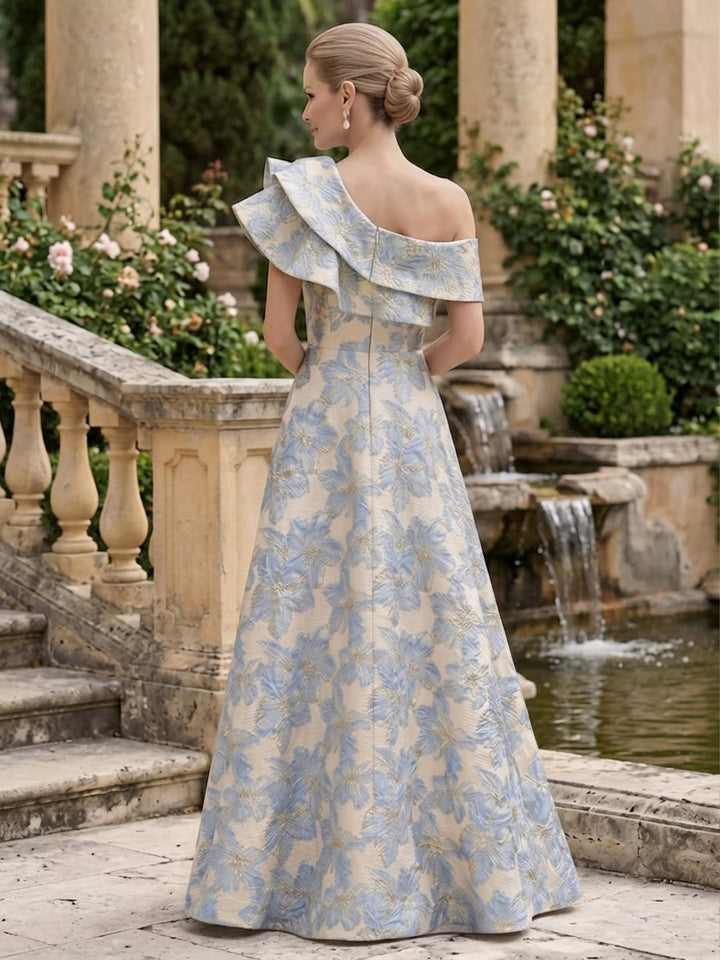 Jacquard A Line One Shoulder Jacquard  Mother of the Bride Dresses