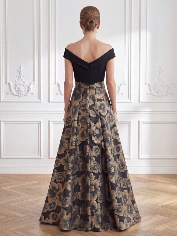 Jacquard A Line Off the Shoulder Jacquard  Mother of the Bride Dresses
