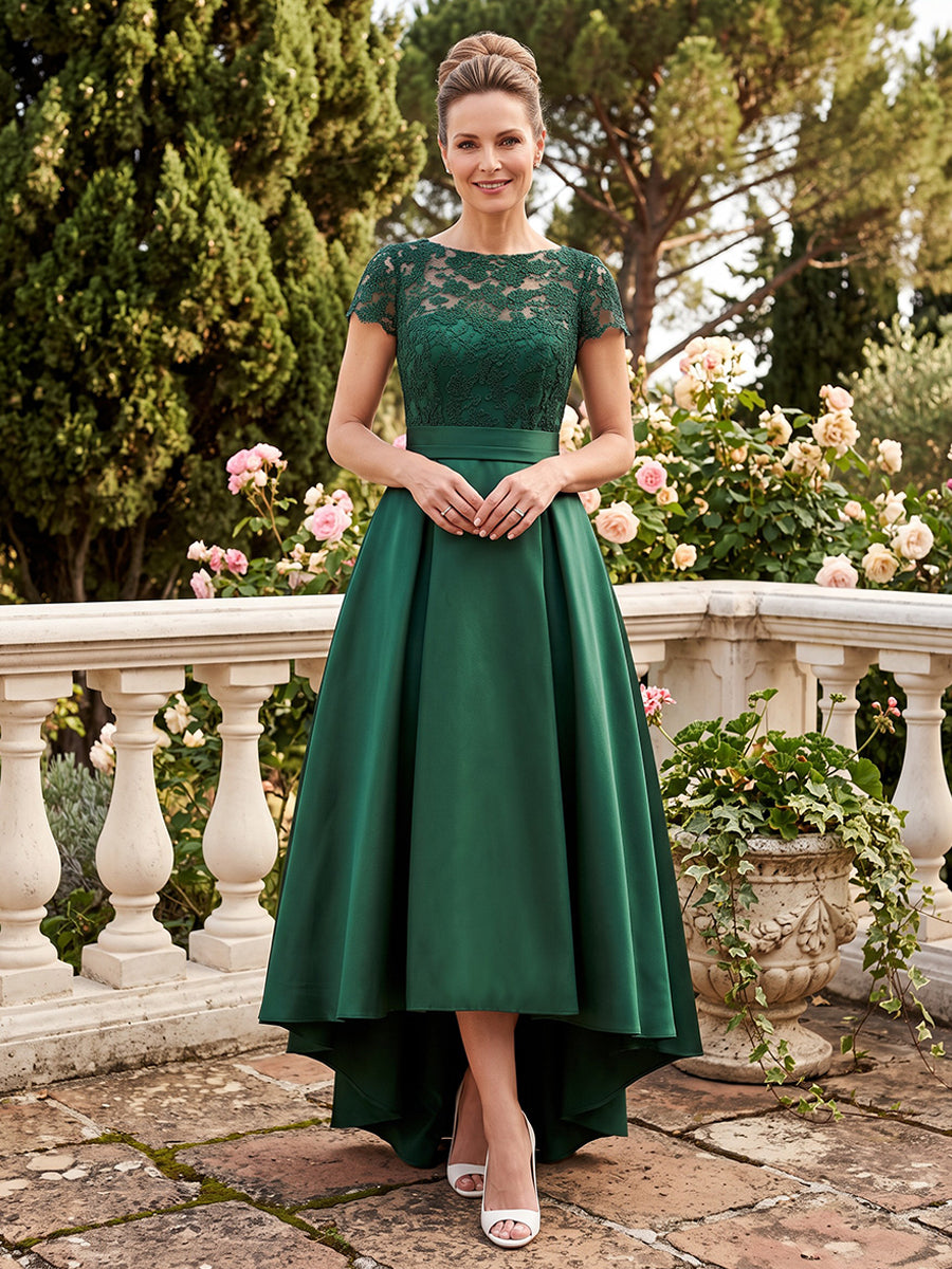 Laces A Line Jewel Neck Lace High Waist Mother of the Bride Dresses