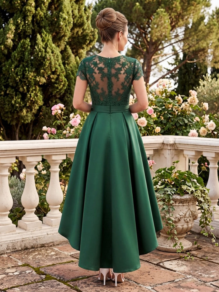 Laces A Line Jewel Neck Lace High Waist Mother of the Bride Dresses