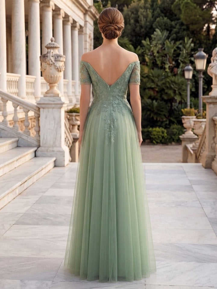 Tulle A Line Off the Shoulder Sequin  Mother of the Bride Dresses