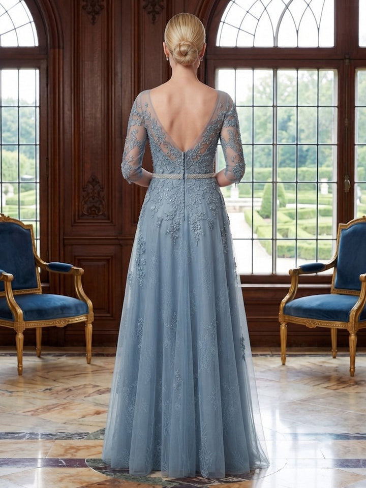Tulle A Line V Neck High Waist  Mother of the Bride Dresses