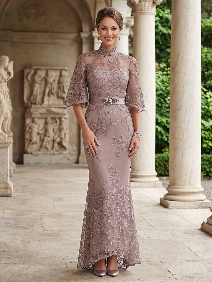 Laces Mermaid Stand Collar Lace  Mother of the Bride Dresses