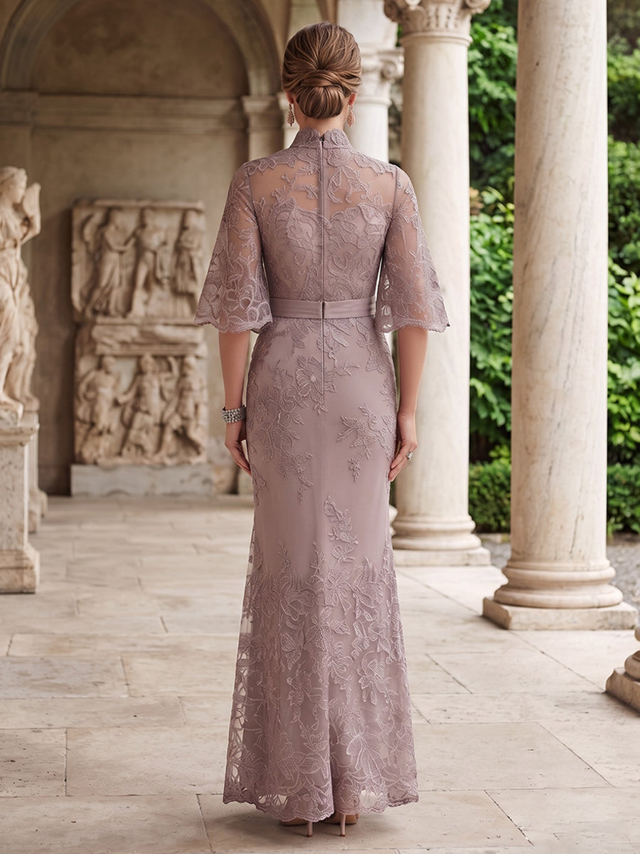 Laces Mermaid Stand Collar Lace  Mother of the Bride Dresses