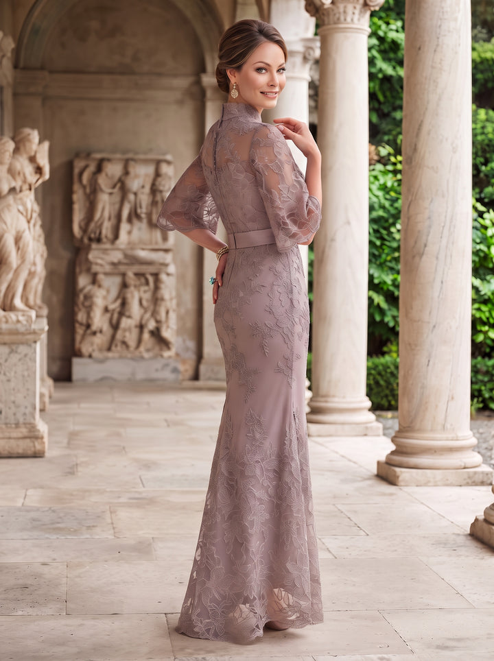 Laces Mermaid Stand Collar Lace  Mother of the Bride Dresses