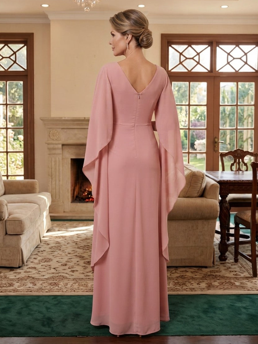 Chiffon A Line V Neck Ruched Waist  Mother of the Bride Dresses