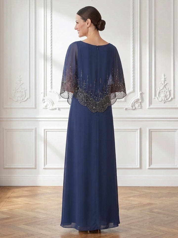 Chiffon A Line Jewel Neck with Cape  Mother of the Bride Dresses