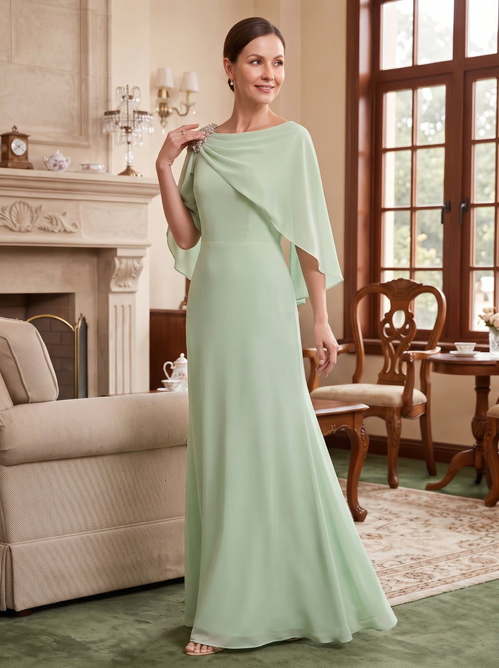 Chiffon A Line Jewel Neck with Cape  Mother of the Bride Dresses