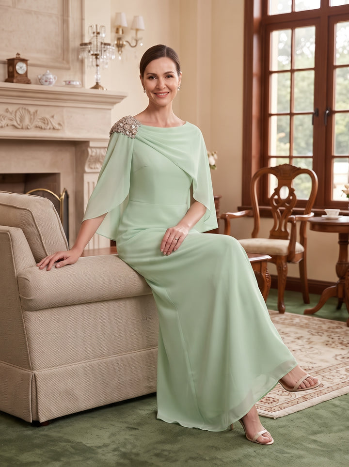 Chiffon A Line Jewel Neck with Cape  Mother of the Bride Dresses