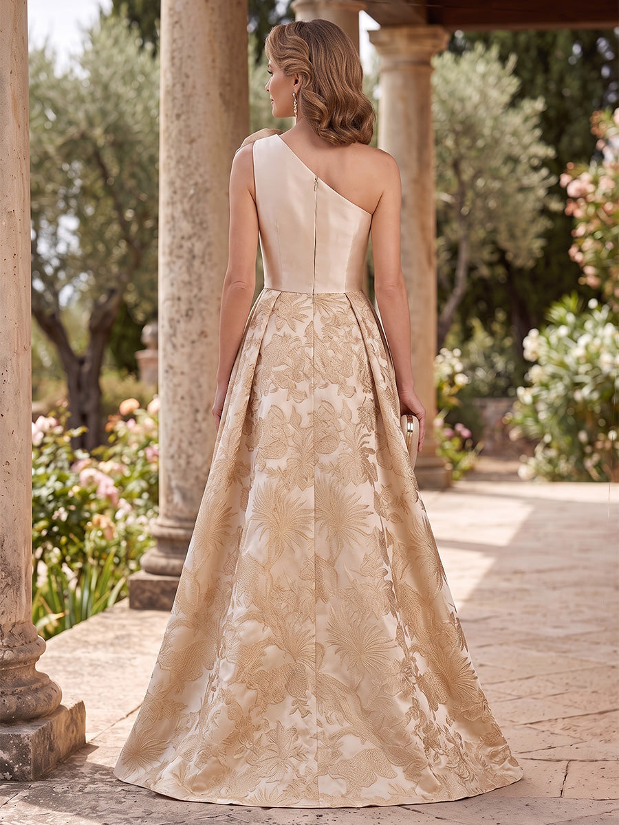 Jacquard Mermaid One Shoulder Ruched Waist Embellished Waist Mother of the Bride Dresses
