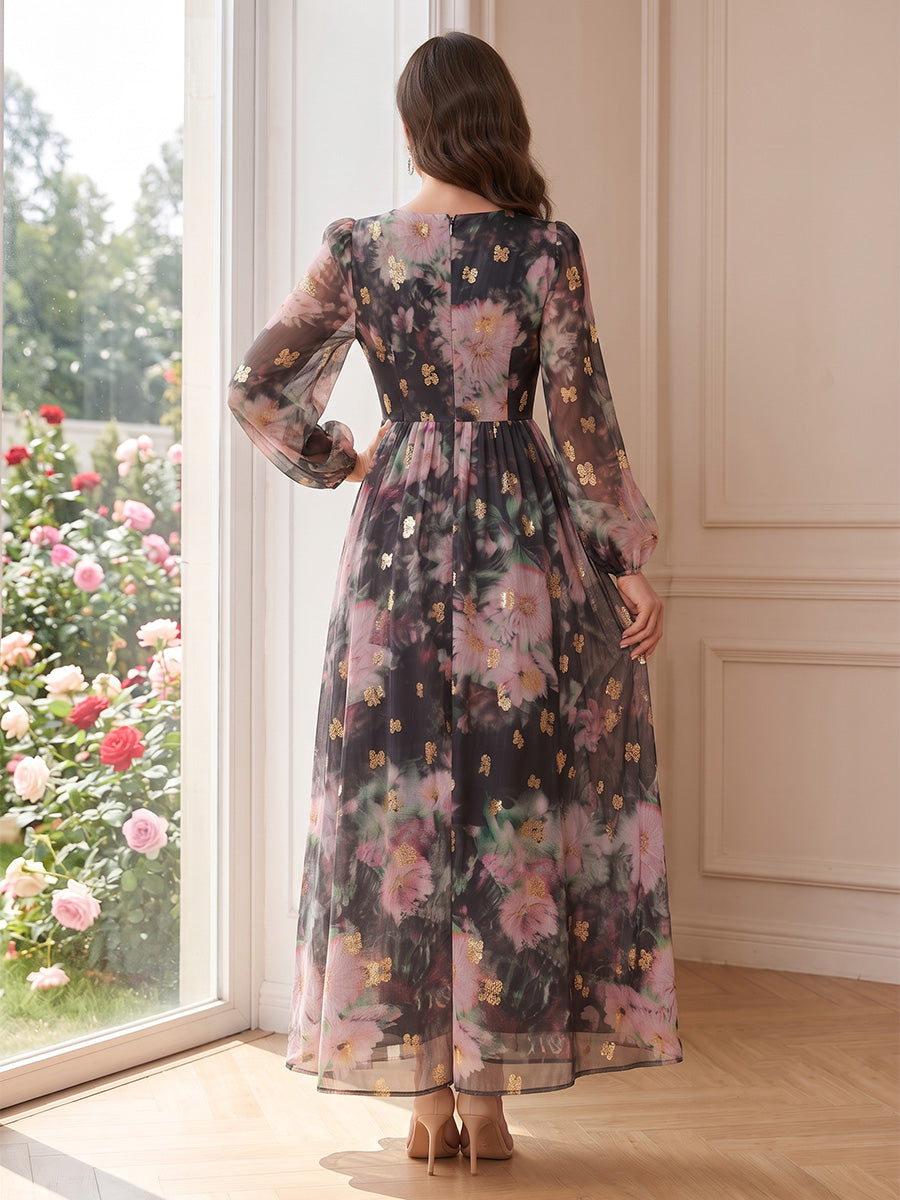 Chiffon A Line V Neck Bishop sleeves  Mother of the Bride Dresses