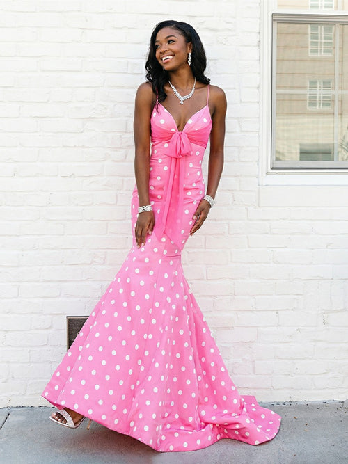 Satin Spaghetti Straps Mermaid Biw Prom Evening Dresses